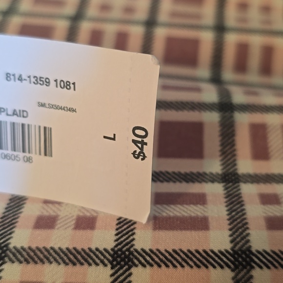 LIZ CLAIBORNE WOMEN'S ROSE AND PURPLE PLAID PULLOVER TOP SIZE LARGE - Picture 6 of 15